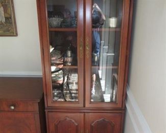 PAIR OF VINTAGE MAHOGANY CURIO DISPLAY CHINA HUTCH CABINETS MEASURES 30” X 60” X 77”