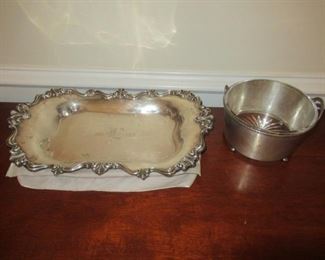 TWO STERLING SILVER PIECES BOTH WITH MONOGRAM ONE IS MADE BY GORHAM