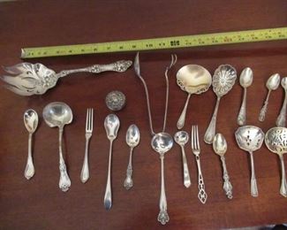 ANTIQUE 20 PIECE STERLING SILVER ASSORTED ORNATE SPOONS FORKS ETC.