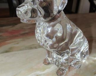 THREE GLASS FIGURINES ONE IS MADE BY THE WATERFORD CRYSTAL COMPANY 