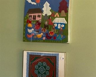 vintage hand applique folk art, and mola art kuna 1960s