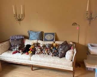 Assorted plush bear collection, silk throw pillows 