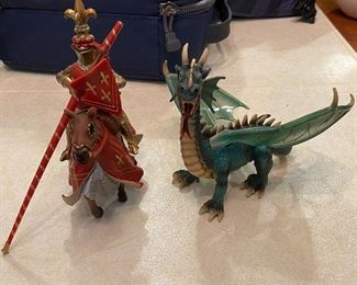 schleich winged dragon and red knight on horse, german toys