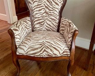 Zebra motif french arm chair