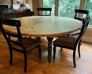 Fantastic pine top dining table with 6 chair! Don't miss this--its unusual its great. 