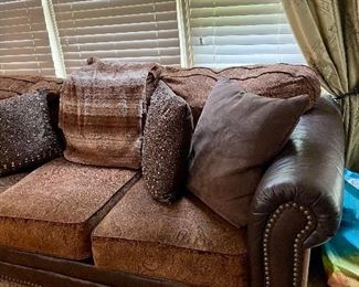 Great leather and fabric Broyhill sofa