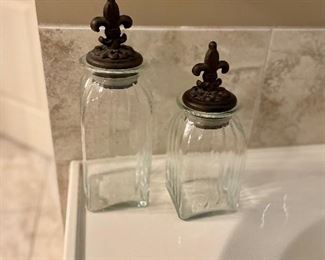 Glass storage jars for bath soaps etc. 
