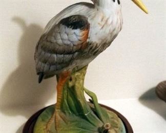 Hand Painted Miniature Duck Figurines, Qty 4, And Andrea By Sadek Blue Herron And Goose Figures