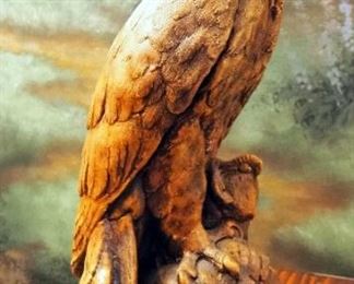 Cast Concrete American Bald Eagle Statuette, 20" Tall