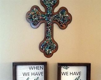 "Creatures Great And Small" 11.5" Metal Celtic Cross Adorned With Gems, And Framed "When We Have..." Wall Decor, 5.5" x 5.5", Qty 2