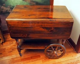 Ethan Allen Drop Leaf Rolling Tea Cart, 29" x 40.5" x 32"