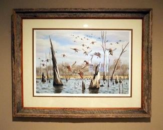 Barn Wood Framed Matted Under Glass Maynard Reece Mallard Signed And Numbered Print 616 / 950, 28" x 35.5"