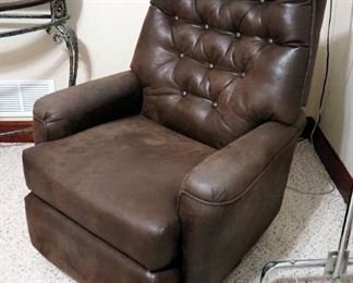 Best Chairs Faux Suede Swivel Rocker Recliner With Button Tufted Back, 40" x 34" x 32"