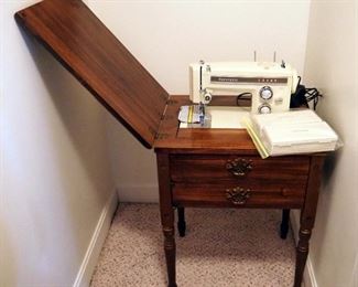 Kenmore Electric Sewing Machine, Model 158.13571, In Drop Leaf Cabinet, 30" x 22" x 17", Also Includes Pedal And Accessories