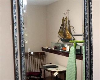 Scrolled Metal Framed Beveled Glass Mirror, 35.5" x 22.5"