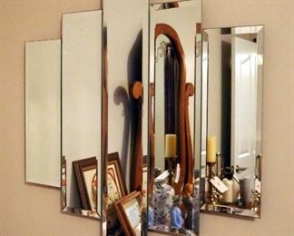 Art Deco 5 - Panel Beveled Glass Wall Mirror, 25" x 25"