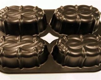 Vintage Ribbed Glass Square Cake Plate With Metal Cover, Pedestal Cake Plate With Glass Cover, Pyrex Casserole Dishes, Cast Iron Egg Fryer, And More