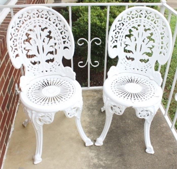 1 - Pair of Outdoor Metal Chairs 15" x 14" x 34"
