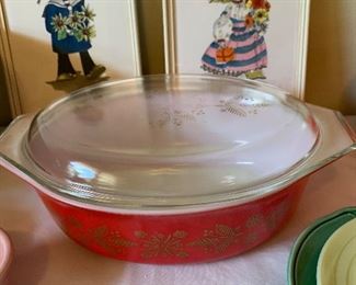 Vintage Pyrex “gold poinsettias”