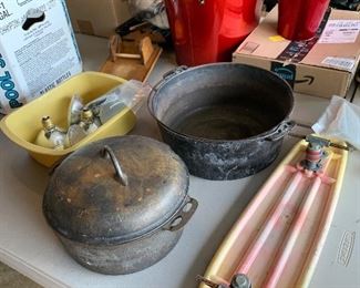 Vintage skate board and iron ware