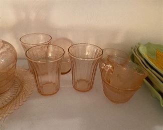 Pink depression glass