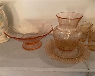 Pink depression glass