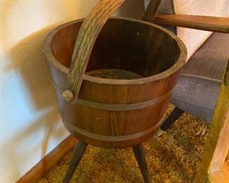 Firkin bucket plant stand