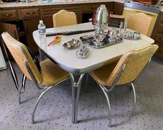 Vintage kitchen dining set with vinyl chairs
