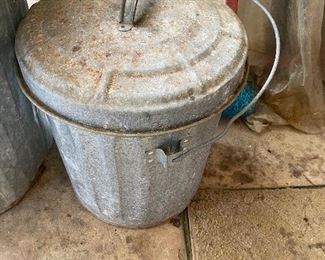 metal trash can