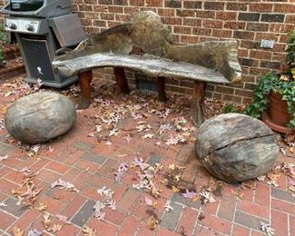 Unique Outdoor Bench and Ottomans
