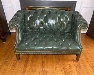 Tufted Leather Loveseat