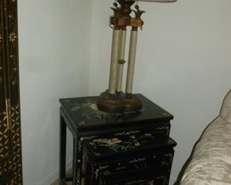 Asian style nesting tables w/lamp