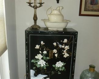 Asian style cabinet, etc
