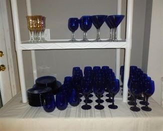 blue glassware