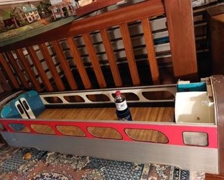 5 foot steel AMUSEMENT PARK train.electric interior lights work..hyatt steel wheels--no top--went on a rail