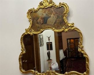 Antique French Trumeau mirror 41"H x 38"W