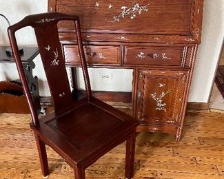 Mother of pearl inlaid small desk and chair.....