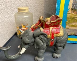 Hubley 1930's Cast Iron Mechanical  Elephant Bank 