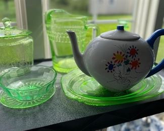Antique Green Depression Glass 