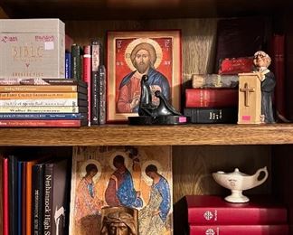 Fine collection of religious books and Russian-style icons