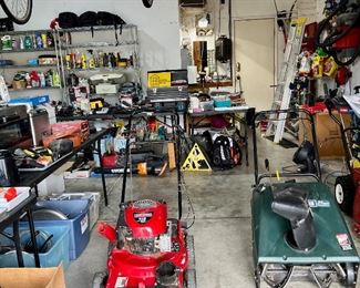 Garage is FULL!!! Much lawn care machinery - Leaf mower, snow blower etc