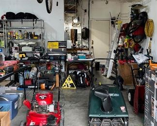 Garage is FULL!!! Much lawn care machinery