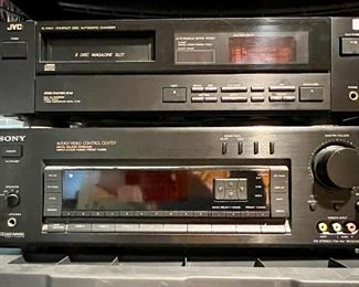 Sony receiver, JVC 6-disc player with lots of extra cartridges