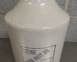 1G. STONEWARE MASON FRUIT JAR W/ LID