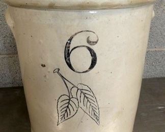 6G. UNION STONEWARE JAR W/ LEAVES