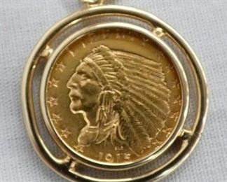 1915 $2 1/2 GOLD INDIAN W/ FRAME