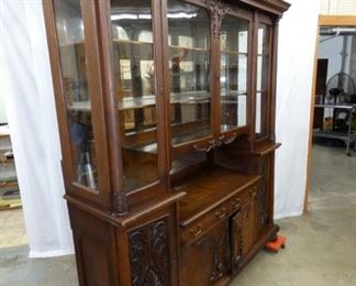 VIEW 7 NICE 2PC. OAK HORNER BREAKFRONT