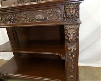 VIEW 3 CARVED ORNATE LION HEADS