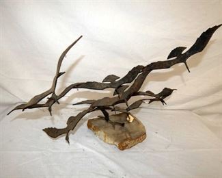 ORNATE HANDMADE METAL BIRD ART