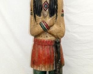 71IN CARVED WOODEN INDIAN